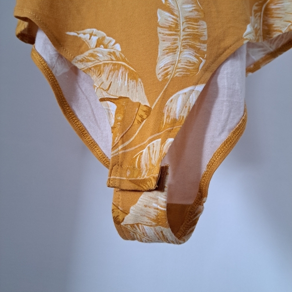 H & M | yellow leaf body suit womens tank top - Picture 5 of 13